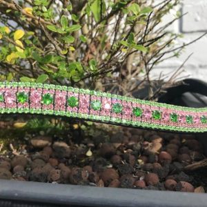 Frontal en strass rose et vert