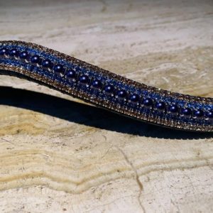 Frontal en strass rosegold et perles bleus