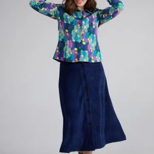 JUPE JINOU VELOURS MARINE