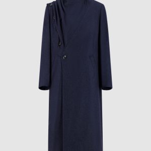 Manteau col écharpe bleu