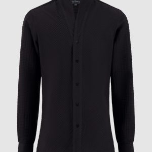 Chemise plissé noire col montant
