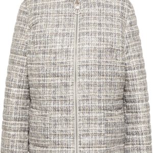 Doudoune réversible zippée sans capuche deux poches beige et imprimé