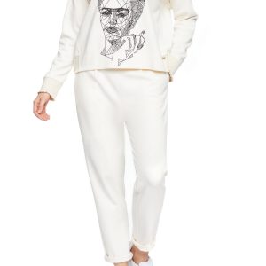 Pantalon décontracté sept-huitième taille moyenne élastique dos uni