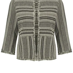 Veste Courte Bord à Bord Manches Trois-quarts Tweed