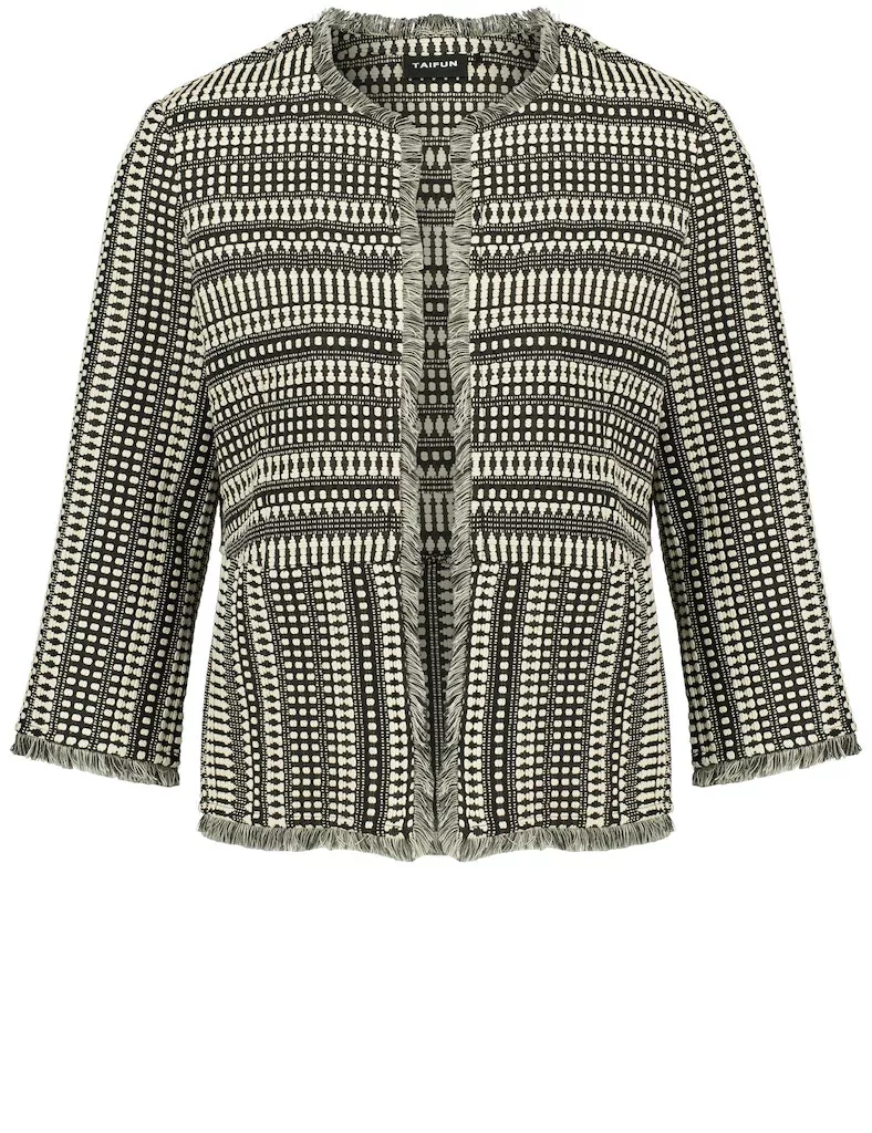 Veste Courte Bord à Bord Manches Trois-quarts Tweed