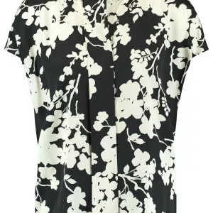 Blouse Col V Manches Courtes Imprimée