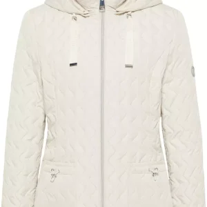 Blouson Mi Long Manches Longues à Capuche Amovible Zippé Deux Poches Matelassê