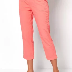 Pantalon Sept-huitième Taille Moyenne élastique Quatre Poches Uni