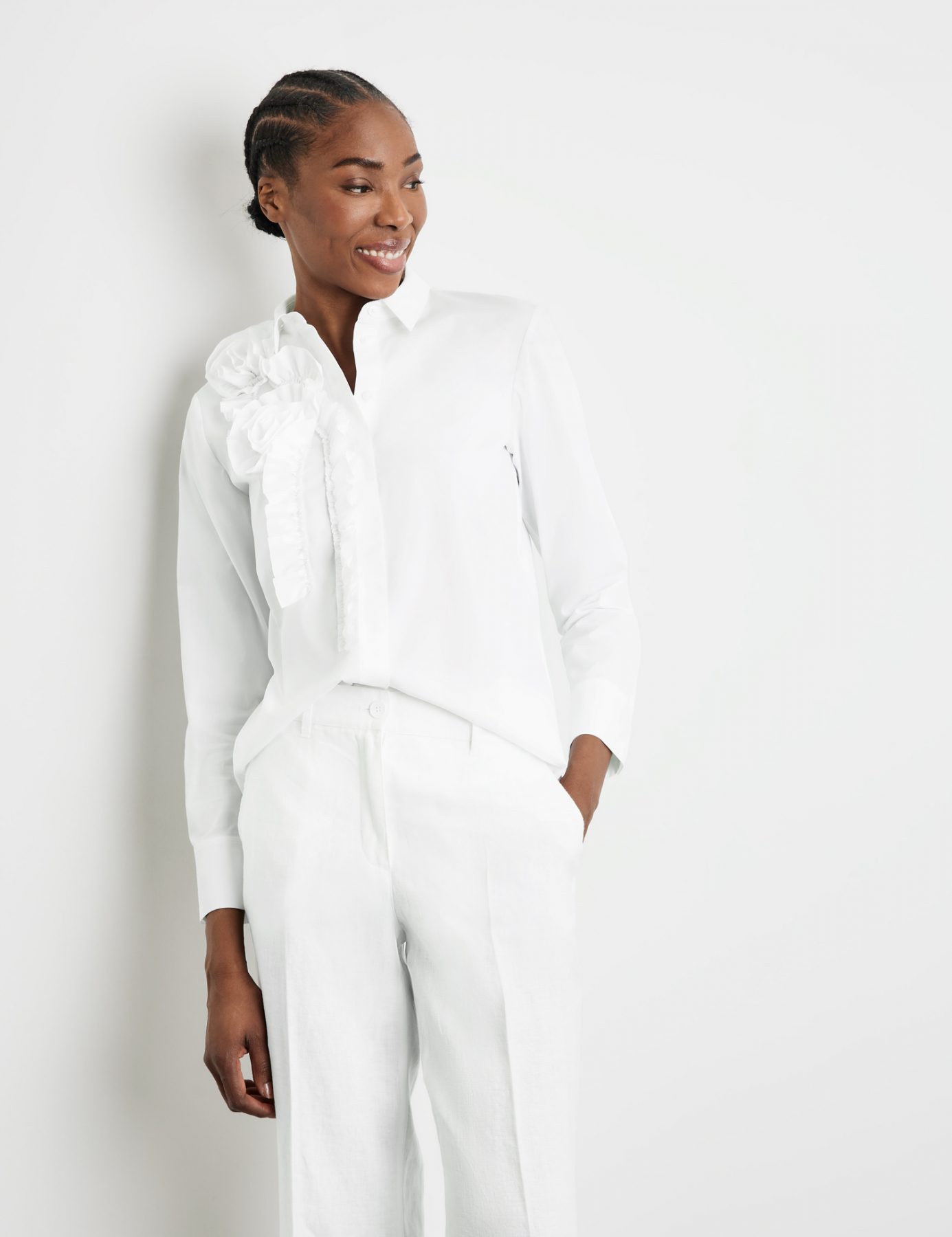 Chemise Manches Longues Rose Appliquée