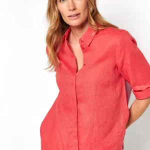 Chemise Manches Trois-quarts Retroussables Unie