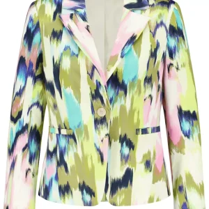 Blazer Manches Longues Un Bouton Deux Poches Imprimé