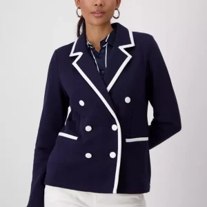 Blazer Manches Longues Avec Ganses Bicolore Croisé Deux Poches