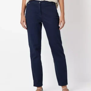 Pantalon Sept-huitième Taille Moyenne élastique Droitquatre Poches Chino Uni