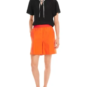 Blouse Col V Manches Courtes Fluide Cordons  Unie