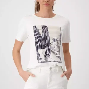 Tee Shirt Col Rond Manches Courtes Motif Placé Strass