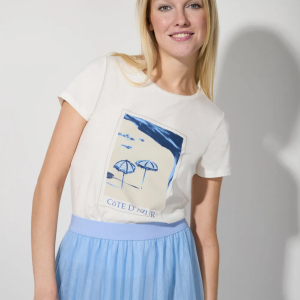 Tee Shirt Col Rond Manches Courtes Motif Placé