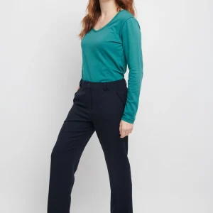 PANTALON PTROI DROIT TAILLE HAUTE MARINE