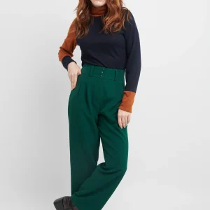 PANTALON PLARG LARGE TAILLE HAUTE VERT
