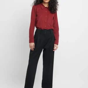 PANTALON PLARG TAILLE HAUTE À PINCE NOIR