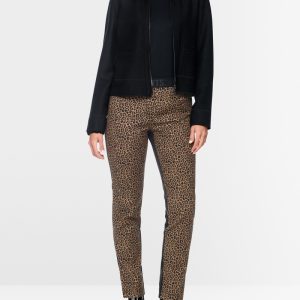 Pantalon Sept-Huitième Taille Moyenne Elastique Bimatières Imprimé Léopard