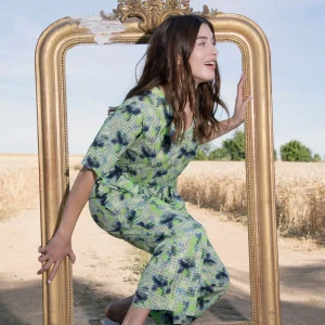 COMBINAISON MÉCANO CEINTURÉE MOTIF PETITS POIS DOTS